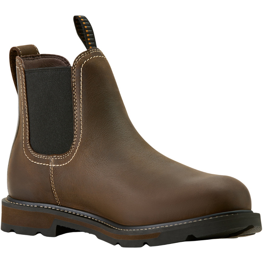 2025 Ariat Mens Groundbreaker Chelsea Waterproof Soft Toe Work Boot 10063854 - Dark Brown